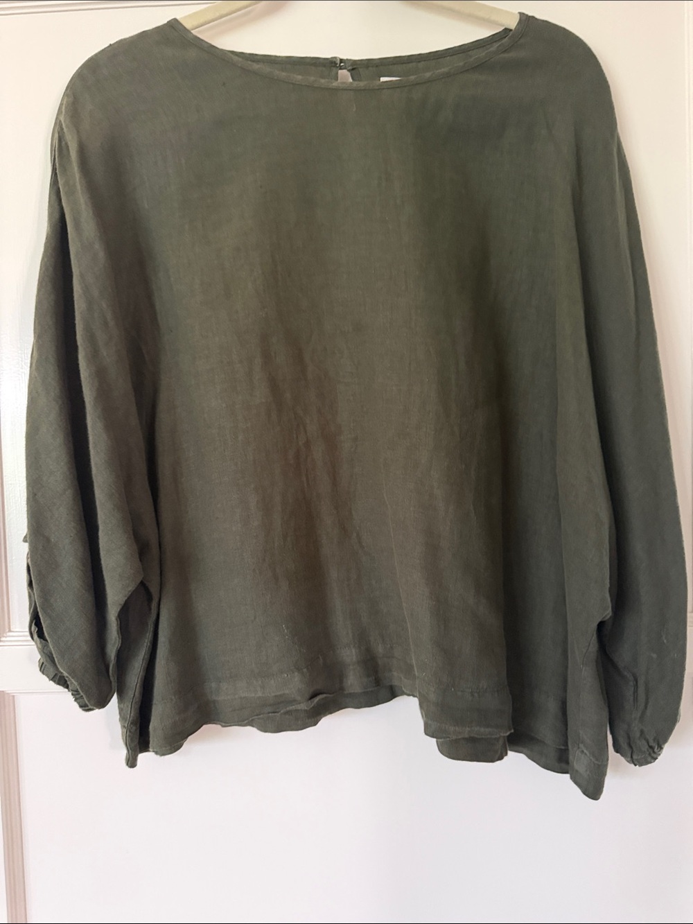 Velvet by Graham & Spencer Olive Green Linen Top